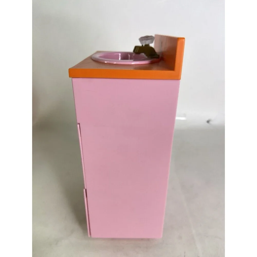 American Girl Julie's Groovy Bathroom Pink Doll Vanity with Sink and 2 Drawers